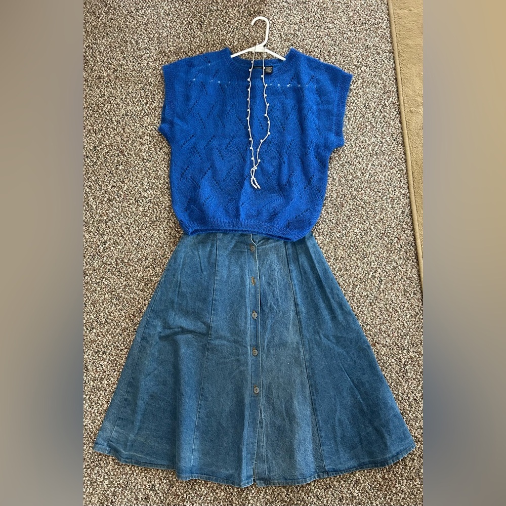Vintage Outfit-Renee Tener for Jeanne Pierre & LA Girl Sweater/Skirt/Necklace Md